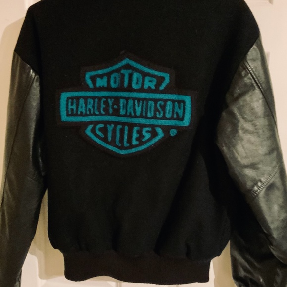 Vintage Harley Davidson Leather Wool Jacket - Picture 2 of 3